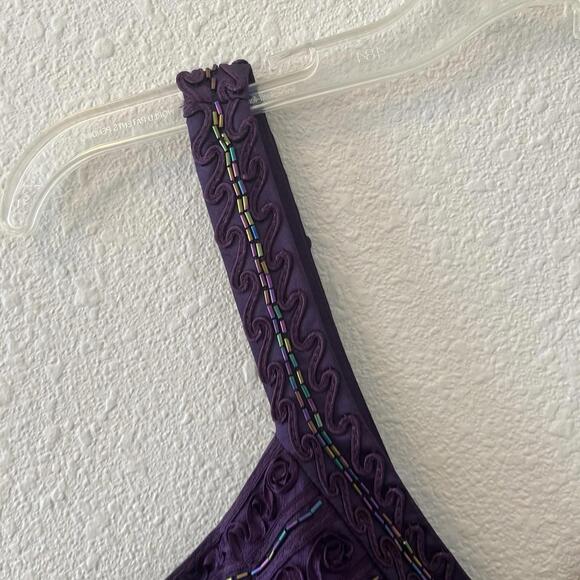 Sue Wong Nocturne Mini Dress Purple Beaded Sequins Cocktail Dress Size 4? Flaws - Picture 5 of 9